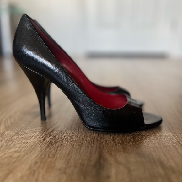 PIERRE HARDY LEATHER PUMP SHOE BLACK 36.5 OPEN TOE WOMENS - Picture 2 of 9